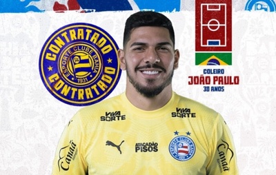 Bahia anuncia oficialmente a contratação do goleiro João Paulo, ex-Santos