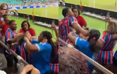 VÍDEO: Homem é flagrado agredindo duas mulheres durante confusão na Fonte Nova; veja imagens