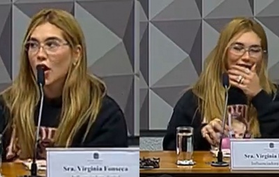 VÍDEO: Virginia viraliza ao confundir microfone com canudo durante depoimento na CPI das Bets