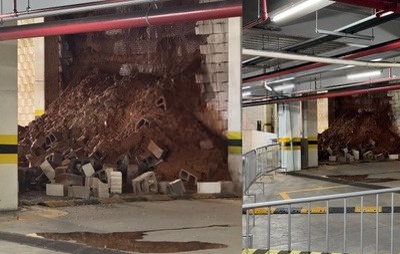 Estrutura de estacionamento desaba no Salvador Shopping