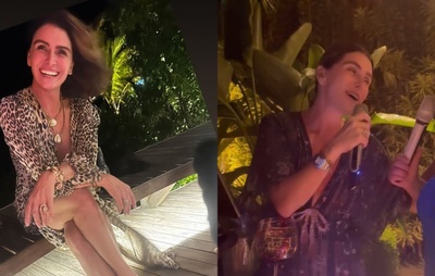Curtindo feriado na Bahia, Giovanna Antonelli solta a voz em karaokê com amigas