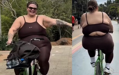 VÍDEO: Thais Carla celebra 1º passeio de bicicleta após perder mais de 50kg