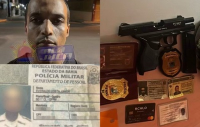 Homem se passa por PM e é preso em Valéria com arma e documentos falsos