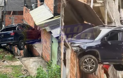 Carro de Facção Criminosa Fica Preso em Escadaria Após Troca de Tiros em Águas Claras, Salvador