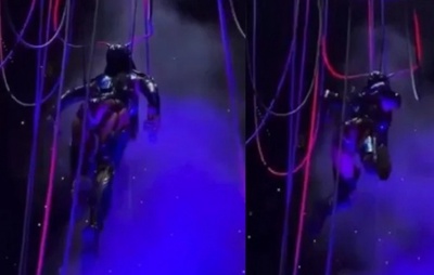 Katy Perry leva susto com falha em estrutura e quase despenca em show no México