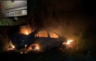 Carro perde o controle, sai da pista e pega fogo na BR-324, próximo de Nova Fátima