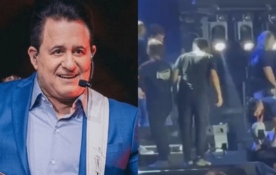 VÍDEO: Cantor Marrone sofre queda durante show em Goiânia e assusta fãs