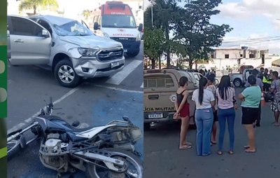 Caminhonete descontrolada atropela mulher com filha no colo e deixa feridos no centro de Conceição do Coité