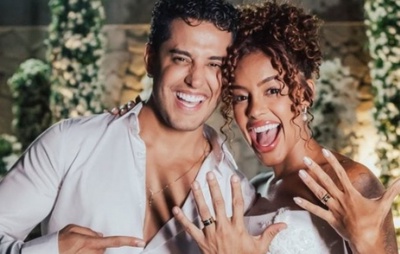 Após cerimônia íntima, Sthe Matos revela data de festa luxuosa de casamento com Kevi Jonny