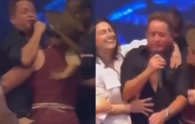 Fã invade palco de Leonardo durante show e agarra cantor; esposa do artista critica atitude