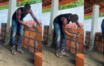 Davi Brito vira pedreiro para agilizar obras em sua fazenda na Bahia