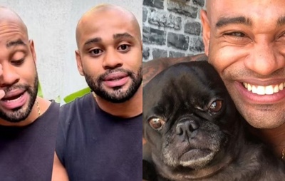 Ex-BBB Cezar Black chora ao pedir orações para cachorro com suspeita de câncer: "Ele é minha rede de apoio"