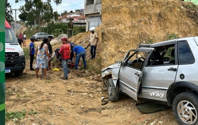 Jovem sai da BR-420, perde controle e capota carro no Vale do Jiquiriçá